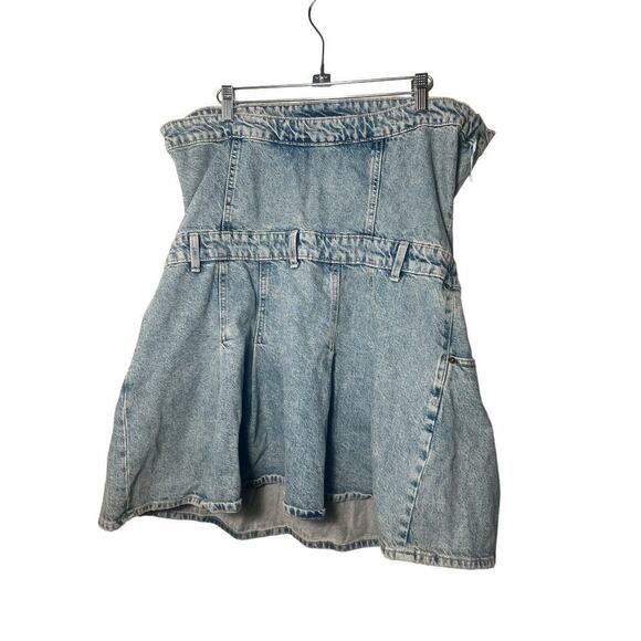 ZARA TRF Strapless Pleated Denim Mini Dress XL NWT | Y2K Corset Tube Style - Picture 7 of 14
